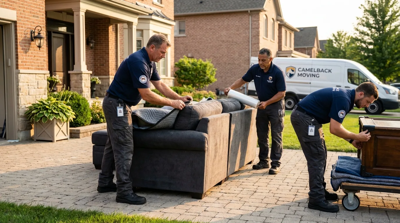 Large estate moving crew wrapping furniture in Lufkin, TX